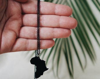 Africa Necklace, Africa Charm Necklace, African Jewelry, African Necklace, African Clothing, African Style, Afrocentric Jewelry, (NA01)