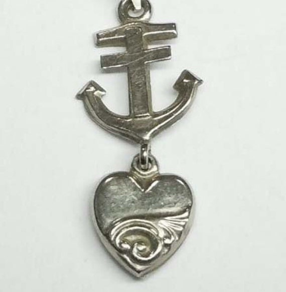 14Kt White Gold Cross Heart Anchor Faith Hope Love Pendant