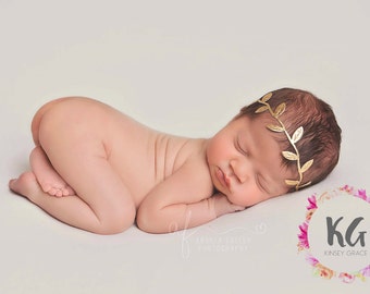 BOHO Baby Headband, Baby Girl Headband, Newborn Headband, Flower Girl Headband, Gold Headband, Newborn Baby Girl, Infant Toddler Headband