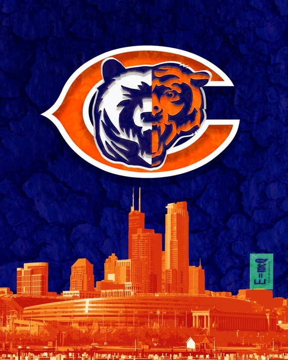 Chicago Bears Art Chicago Bears Poster Bears Print by McQDesign