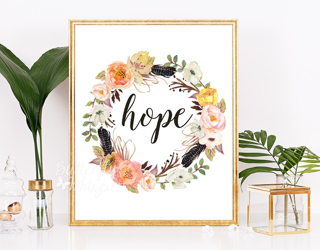 Hope print Christian wall art bible verse wall art framed