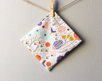 Reusable Organic Snack Pouch, Fabric Snack Pouch, Multicolor White, Orange, Blue, Purple Snack Bag