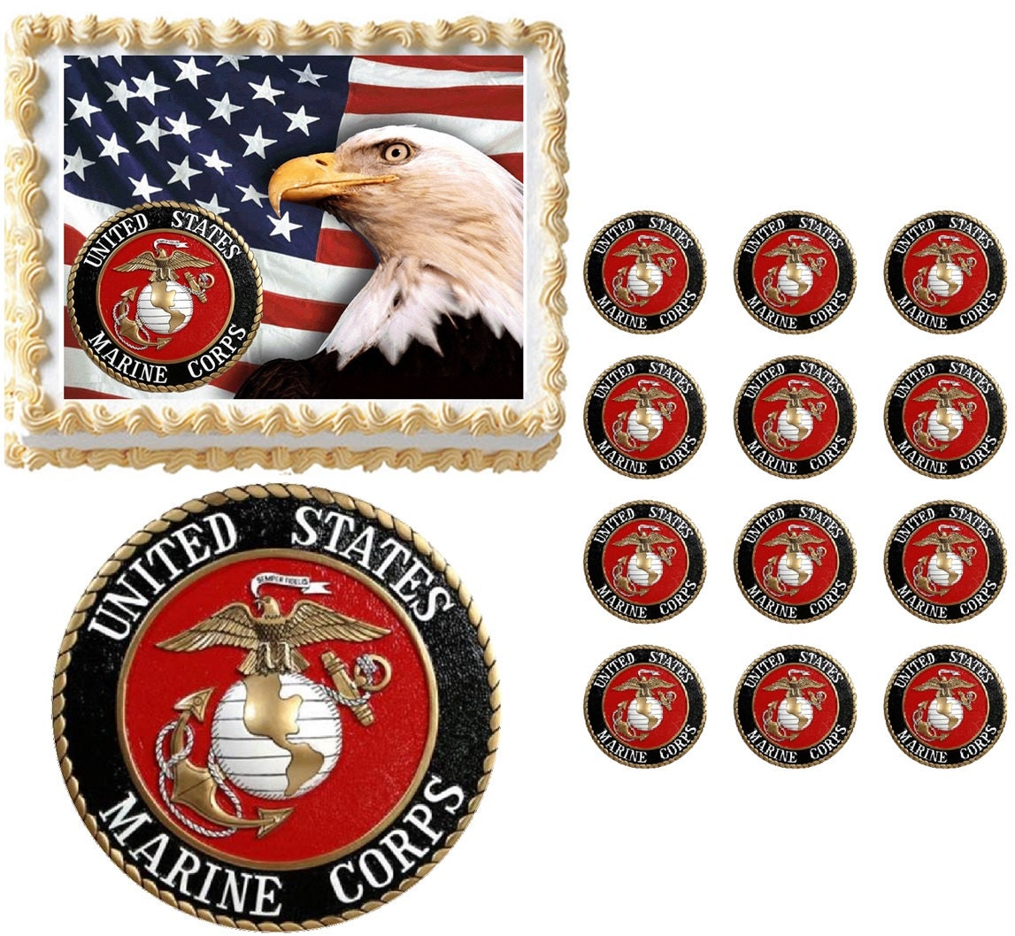 Marine Corps Edible Cake Topper Image Military Marine Cake