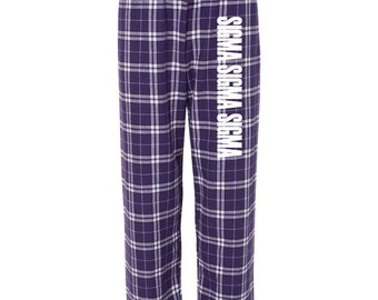 Sigma Sigma Sigma Flannel Pants, Tri Sigma Loungewear, Sorority Greek Apparel, Sorority Clothing, Sorority Letters,