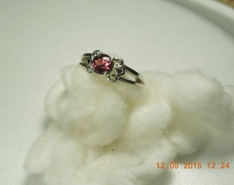 Color Change Garnet Ring with Black Diamond Accent Stones, USA Precision Faceted Color Change Garnet Ring, .925 Sterling Silver