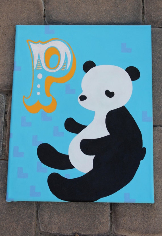 Hand Made Children's painting Monogram letter P with