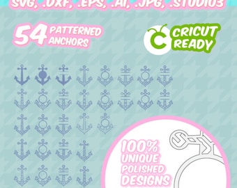 54 Anchors svg, monogram frames, Patterned anchor, screen printing, SVG, DXF, EPS, Cut File, Silhouette Studio, Cricut, Vinyl Cutters