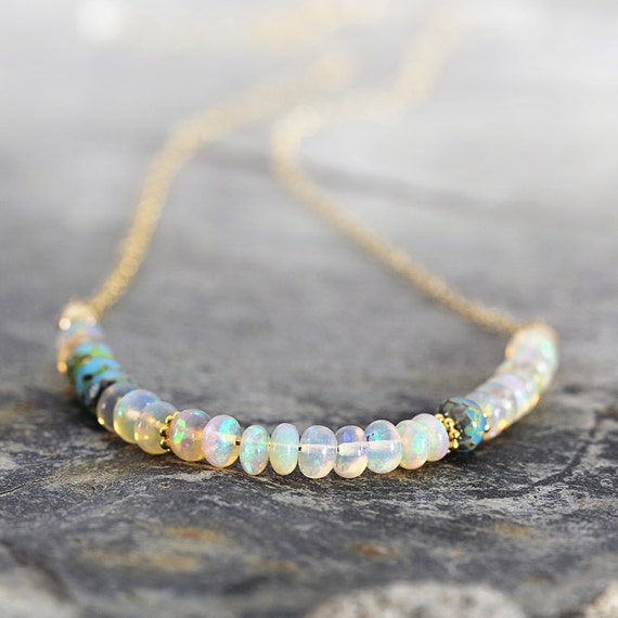 Ethiopian Opal Necklace - Iridescent Stone Necklace