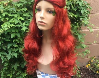 Poison Ivy Batman Red Curly Villain Wig Cosplay Costume