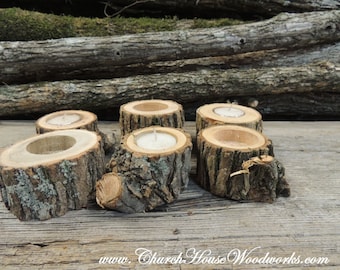 Grab Bag of 20 Tree Branch Candle Holders, Rustic Wedding Candle Holders, Rustic Wedding Centerpieces, Wood Candle Centerpieces