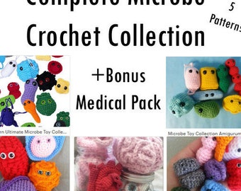 Complete Microbe Crochet Collection + Bonus Medical Pack 5 Patterns