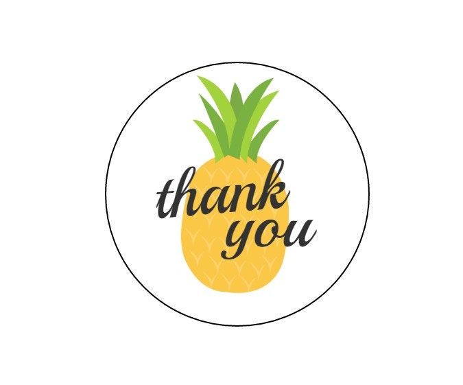 20 Pineapple Thank You Stickers Summer Birthday Pineapple