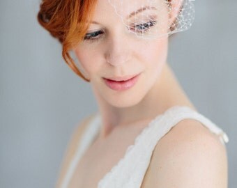 Birdcage Wedding French Netting Headpiece - "Josefine"