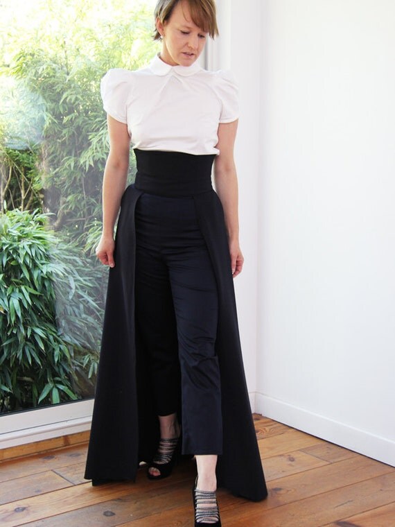 formal pants with attached skirt