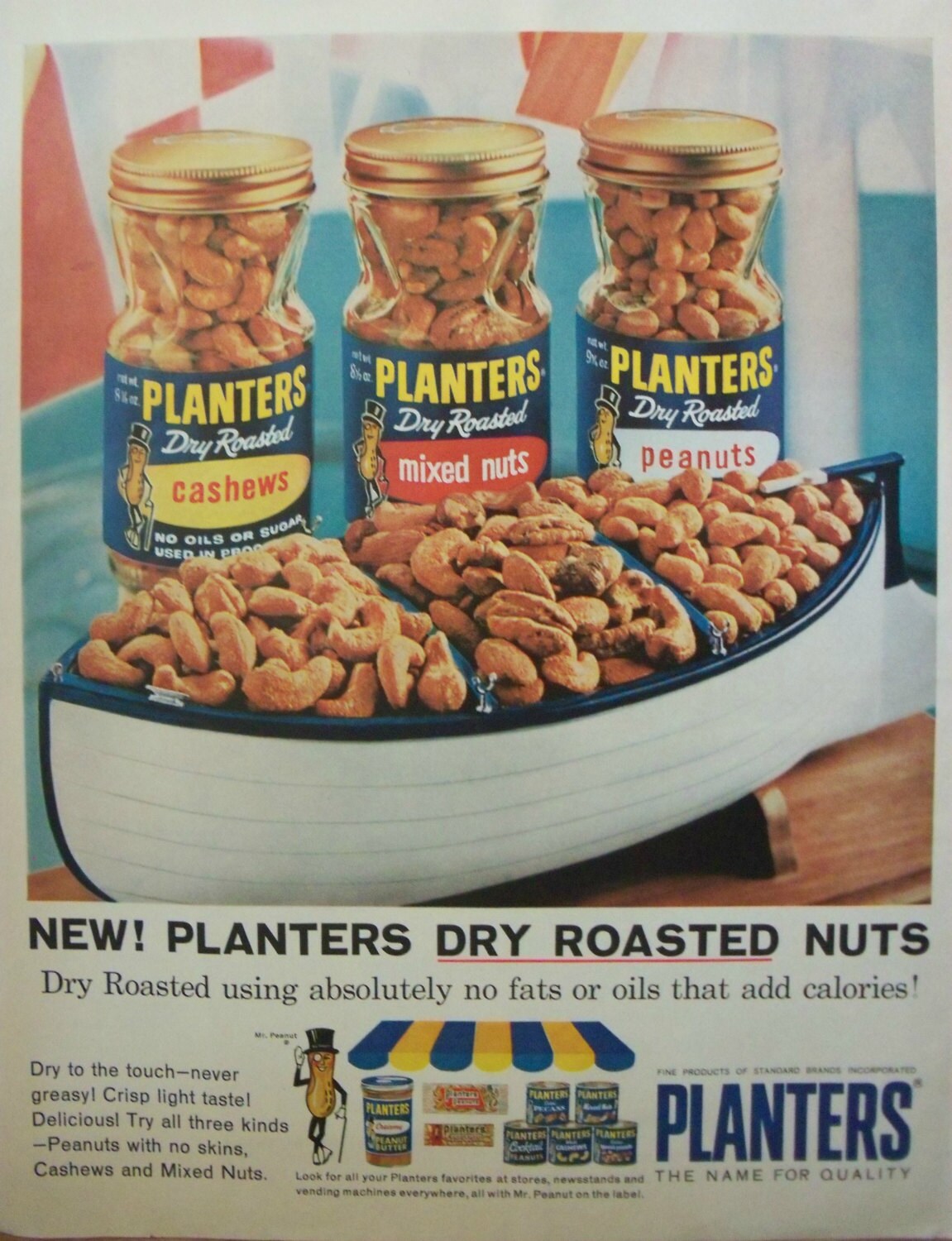 Planters Dry Roasted Nuts Ad Cashews Peanuts Mixed Nuts