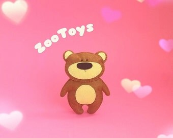 Felt Teddy bear Stuffed toy bear Plush toy bear Ornament bear Woodland bear Forest animal Cute bear toy Nursery toy Decor baby room