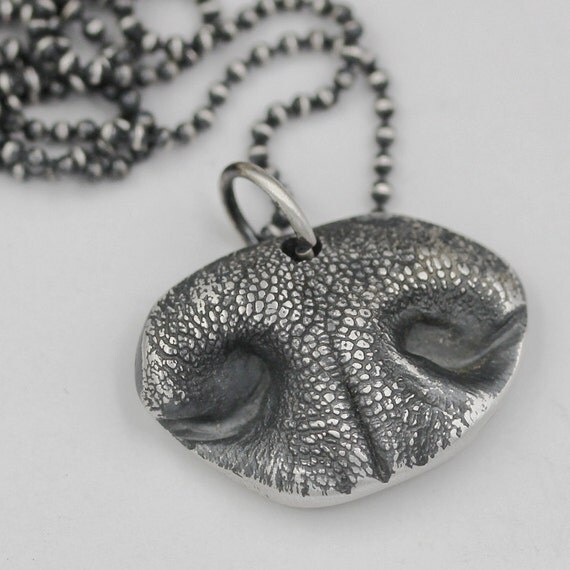 Dog Nose Necklace Pendant made from Solid .999 Silver using
