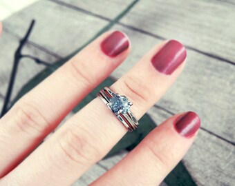 Raw diamond ring, Blue diamond ring, uncut diamond ring, raw stone engagement ring, promise ring, engagement ring, raw stone,something blue