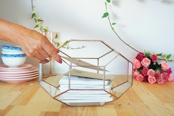 Large Geometric Glass Box Wedding Card Box Glass Card Box