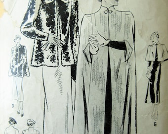 Vintage Butterick 7010 Sewing Pattern, 1930s Cape Pattern, 1930s Jacket Pattern, 1930s Sewing Pattern, Bust 36, Thirties Fashion, 30s Cape