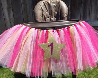 Highchair Tutu Pink and Gold Highchair Tutu Gold Glitter