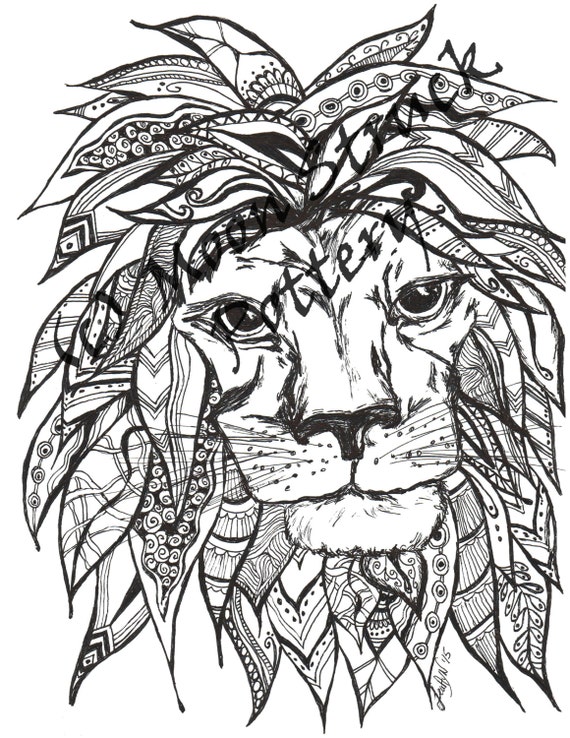 animal coloring page lion coloring page adult coloring page