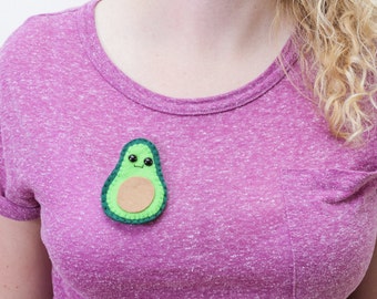 SALE: Avocado felt brooch, Vegan, Fruit brooch, fun brooch, adorable fruit, avocado brooch