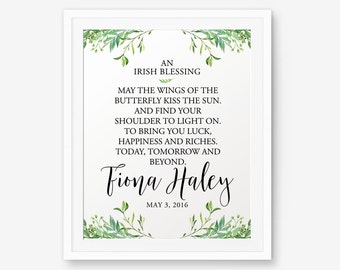 SALE Irish Baptism Personalized Printable, Boy Baptism Gift, Girl Baptism Gift, Irish Blessing, Irish Prayer. Irish Baptism
