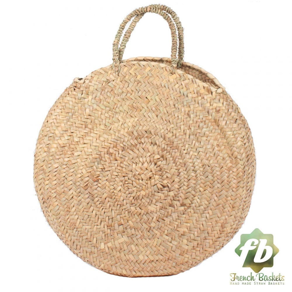 Round large wicker basket natural Handles French Basket