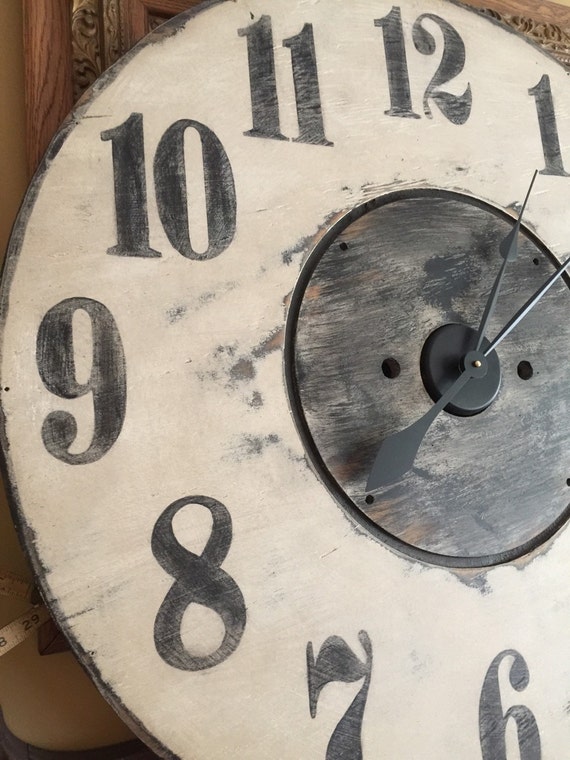 Extra Large White Rustic Wall Clock by RescuedStyle on Etsy