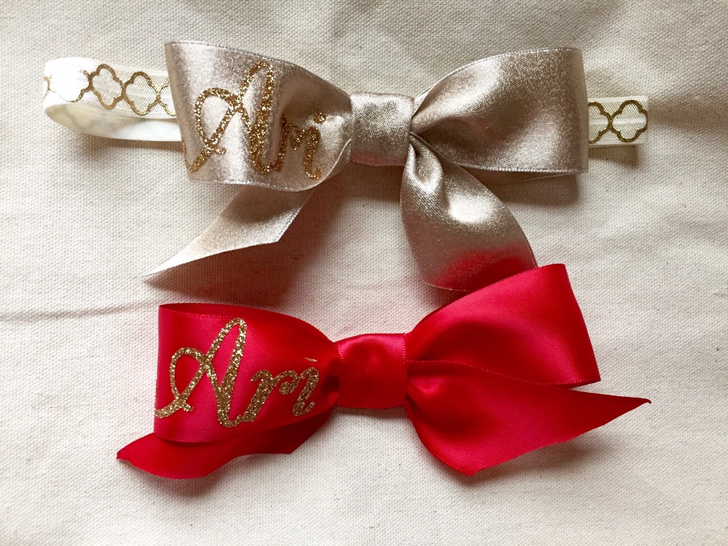 Personalized Hair Bows Gift Set Gift for Girls Red