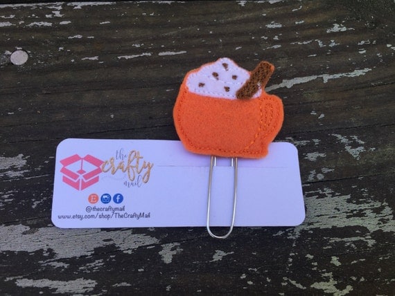 Cinnamon Latte Planner Clip/Paper Clip/Feltie Clip. Coffee planner clip