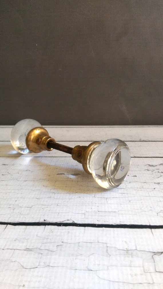 Vintage Glass Door Knobs/ Round Crystal Knobs/ Smooth Round