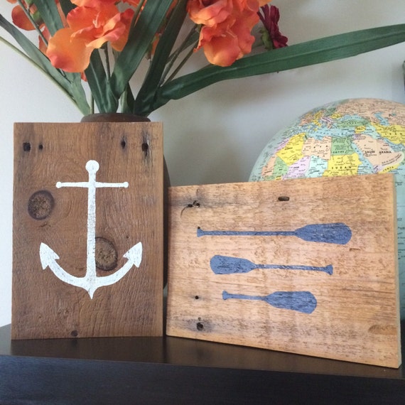 PAIR of 10x7 Nautical Anchor and Oars hand by ThreeBirdsSigns