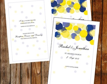 Wedding program template –DOWNLOAD PRINTABLE Microsoft word template, (Beautiful lights) DIY foldable cover, blue and yellow program