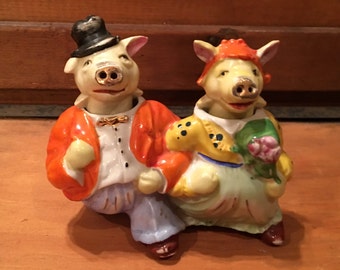 Vintage Pigs All Dressed Up-Nodders Salt and Pepper Shakers