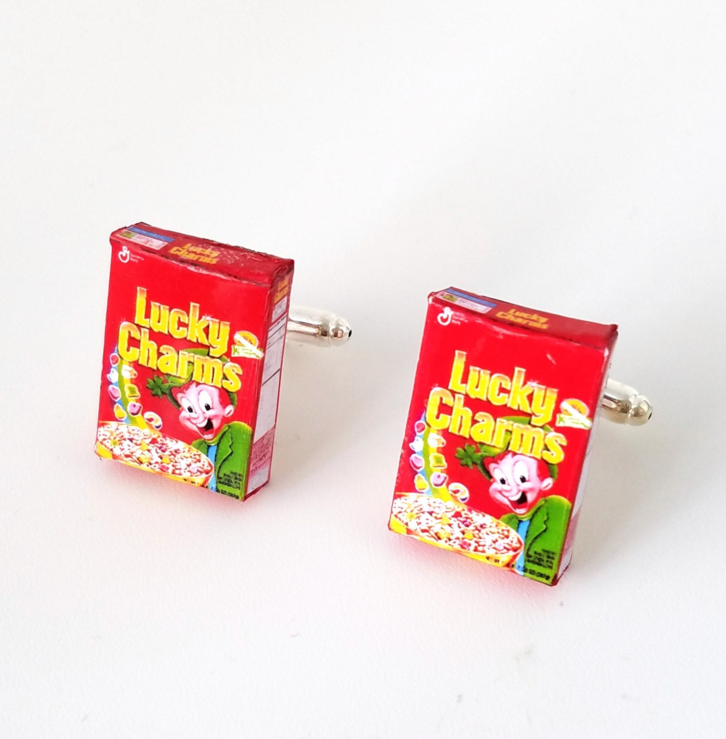 Miniature Lucky Charm Cereals Cufflinks food jewelry