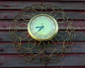 Vintage 1950s Wall Clock Manufactured by The United Clock Company of Brooklyn N.Y. Hollywood Regency Wall Clock, Home Decor, Unique Clock