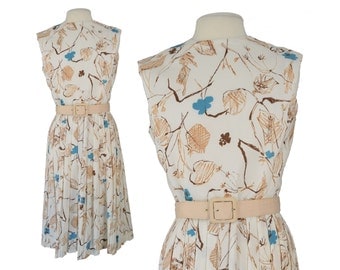 Vintage Dress, 1950s Dress, 50s Dress, Vintage Floral Dress, Swing Dress, Garden Party Dress, 50s Floral Dress, Pleated Dress, Medium