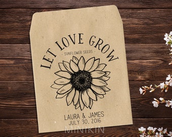 Sunflower Seed Packet Favor Seed Envelopes Seed Favor Seed Packet Favor Wedding Seed Packet Let Love Grow Rustic Wedding Favor x 25