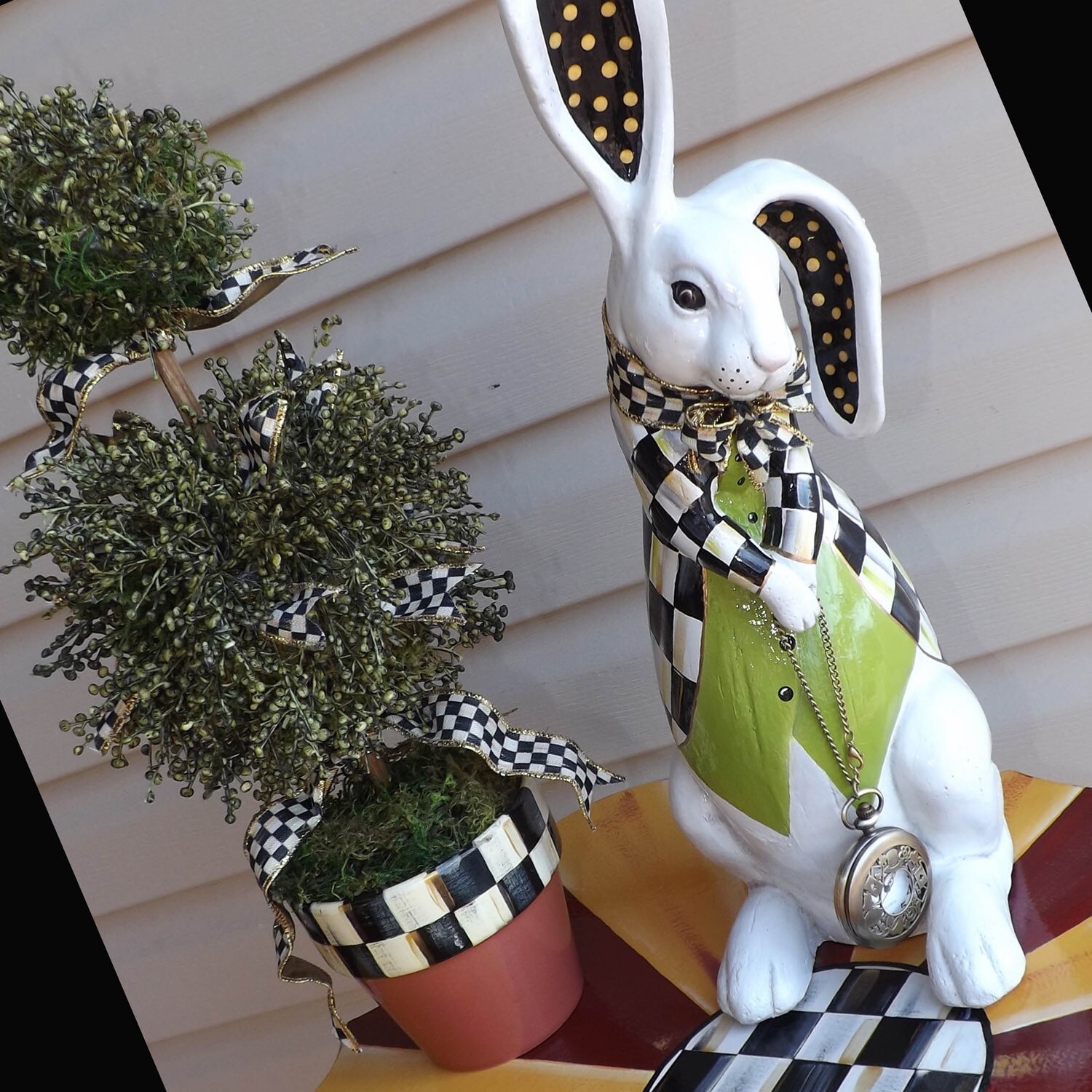 black and white rabbit figurine