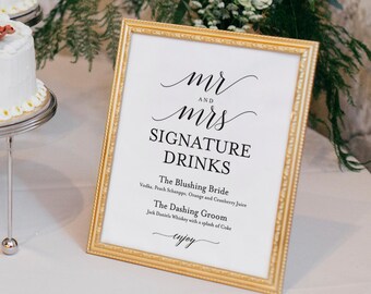 Signature Drinks Printable, Signature Drinks Sign, Signature Cocktails, Bar Sign, Wedding Printable, Sign, PDF Instant Download #BPB310_36
