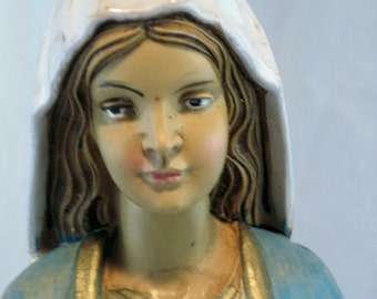 Madonna, Blessed Mother, Virgin Mary, Alter Decor, Catholic Figurine, Vintage Depose Florentine Statue from Italy, MalsinerHa, S 202