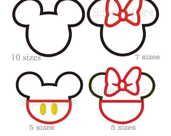 Mouse applique design, Mickey applique design, Minnie applique design, Mikey embroidery