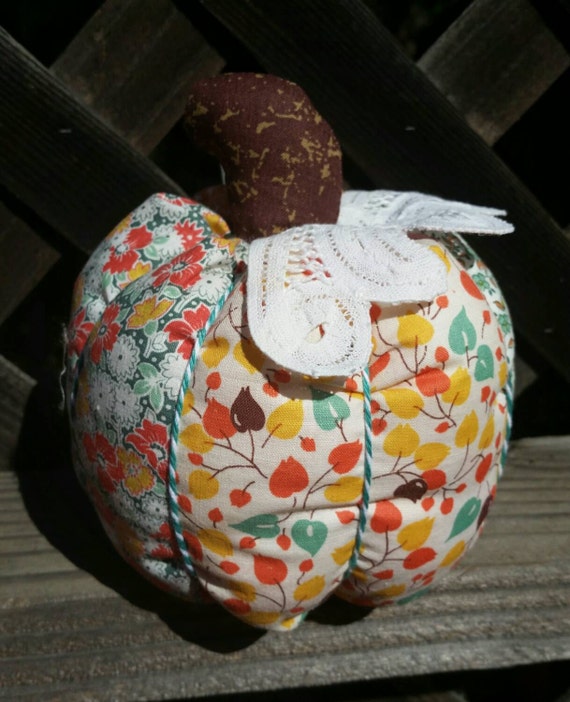 Items Similar To Fall Fabric Pumpkin, Halloween Pumpkin, Vintage Fabric ...