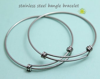 Stainless Steel Bracelets-Bangles-Charm Bracelets-Adjustable Bangle-Expandable Bangles Bracelet Blanks-Stainless Steel Wire Bangle-65mm