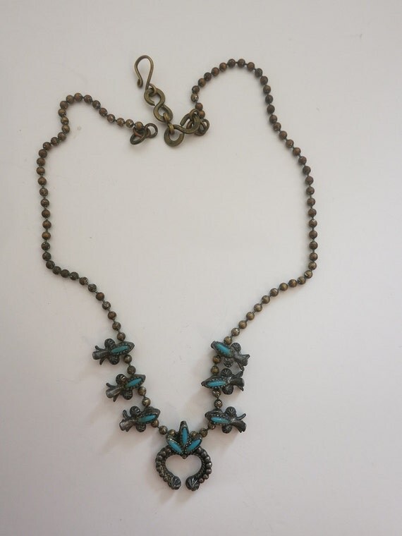 rare mini vintage antique squash blossom choker necklace