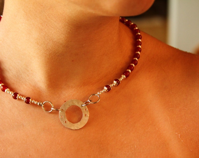 Agate & Sterling silver choker necklace