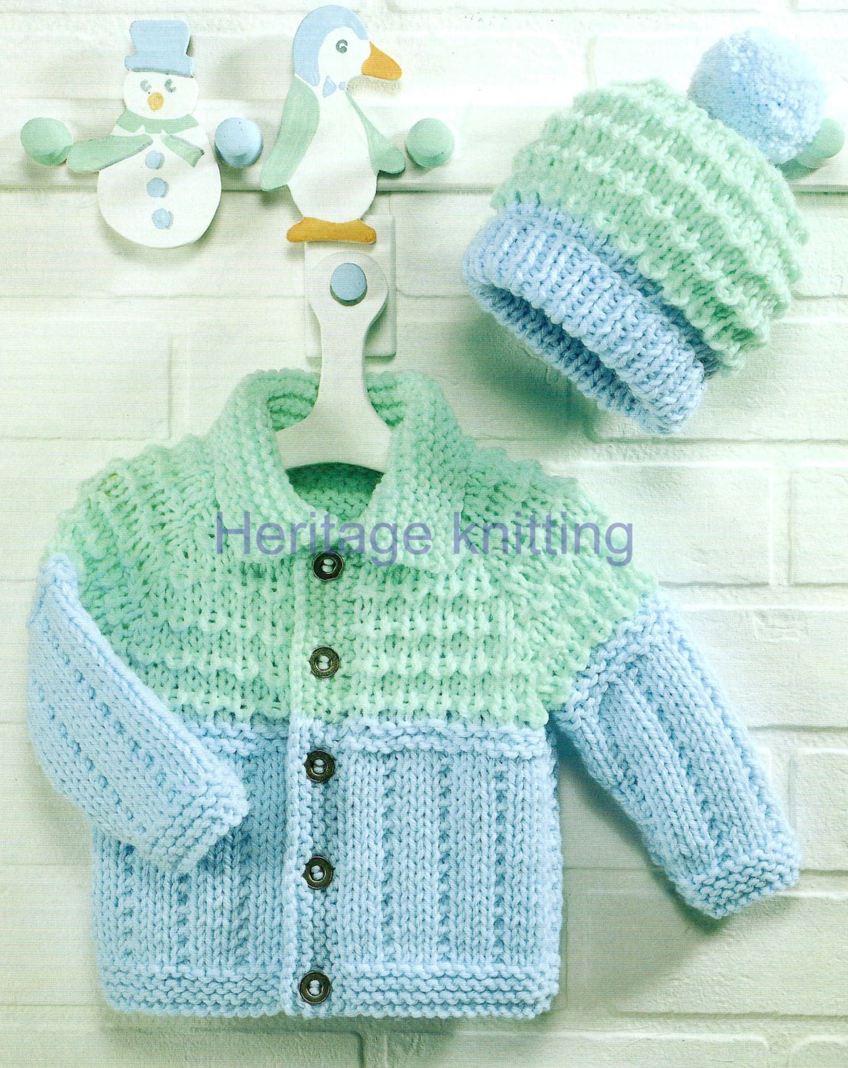 baby childrens jacket and hat chunky knitting pattern 3