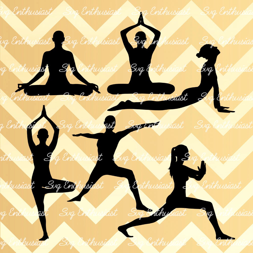 Download 6 Yoga poses SVG cut files Yoga meditating silhouette svg